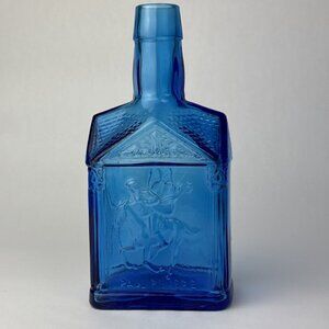 Vtg Wheaton NJ Paul Revere Colbalt Blue Glass Bottle eagle bar country decor USA